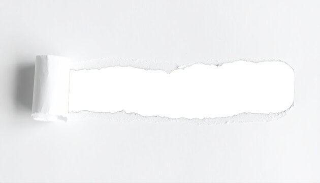 White ripped paper revealing transparent background opening