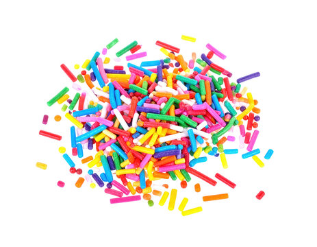 Rainbow sprinkles candy creating sweet dessert topping