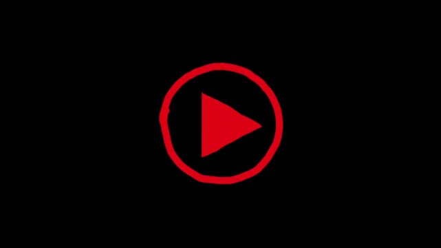 Red Play Button Hand Drawn Animated Icon Loop Motion Graphics