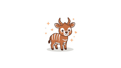 Obraz premium Striped baby bongo antelope cartoon illustration.