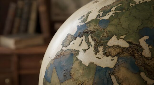 Close Up of Globe Showing Continents and Borders