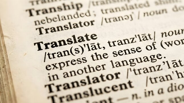 Close Up Dictionary Definition of the Word Translate