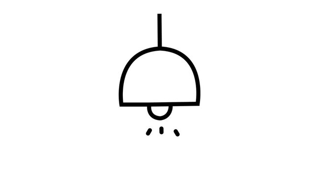 Pendant light fixture icon with rays of brightness for interior design and lighting ideas .Motion graphics of concept