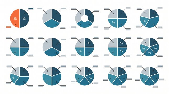 Pie Chart Infographic Collection Isolated on White