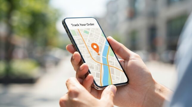 Using smartphone navigation and location tracking for efficient food delivery in a city.