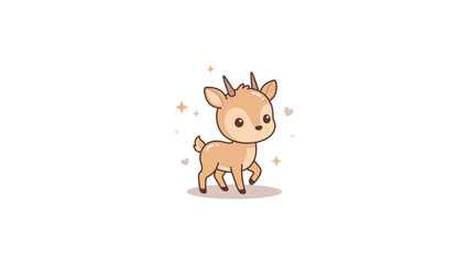 Fototapeta premium Sweet baby deer character illustration with sparkles.