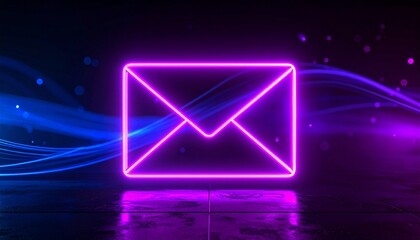 Naklejka premium Neon glowing envelope icon digital futuristic communication
