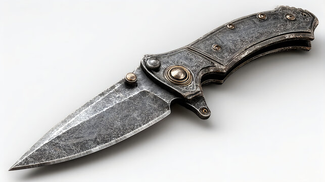 Premium folding knife engraved steel blade luxury design Wallpapers