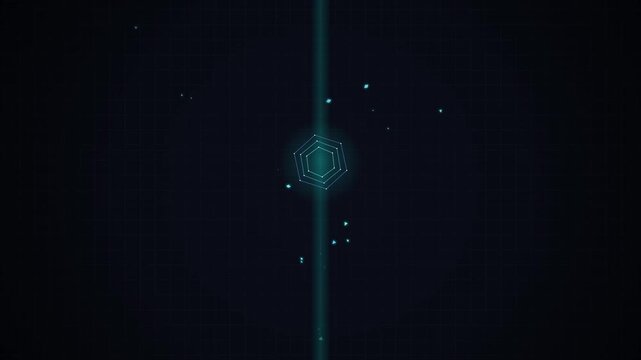Digital data nodes connecting with vertical blue light beams
