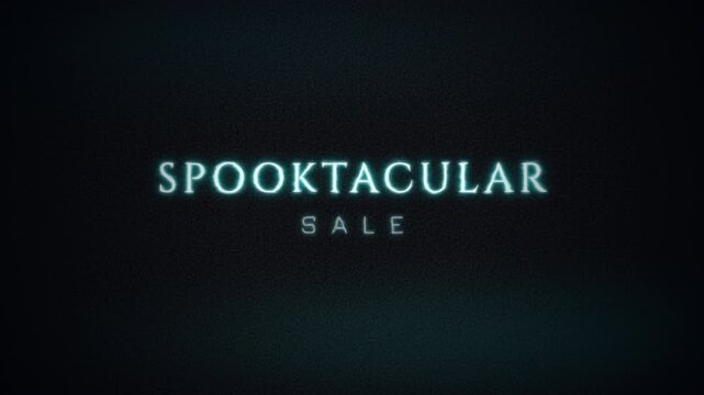 Animated Spooktacular Sale Neon Text on Dark Foggy Background