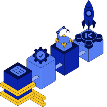  Isometric vector illustration of a CI CD pipeline for Kubernetes apps