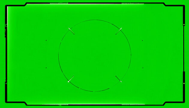 Futuristic Green Screen Interface with Circular Target and Digital HUD Elements for Sci-Fi and Technology Visuals