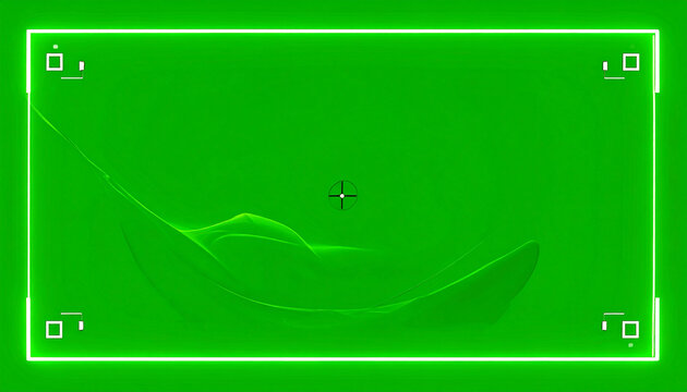 Futuristic Green Screen Interface with Abstract Light Streaks and Targeting Crosshair for Digital Compositing and VFX