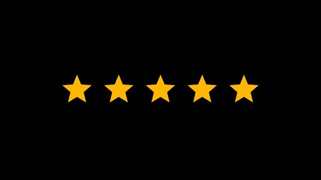 Gold star rating icons for customer satisfaction and product reviews isolated on alpha channel