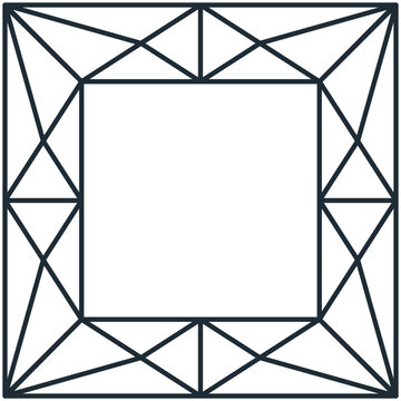 Simple outline geometric architectural square frame border