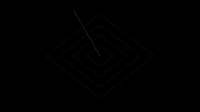 Green diamond radar HUD elements with rotating scanners isolated on transparent background