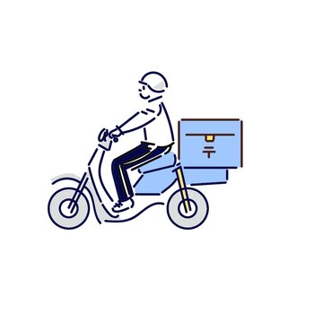 Delivery man riding scooter vector illustration isolated on white background for courier, mail, express shipping, logistics service, icon design.