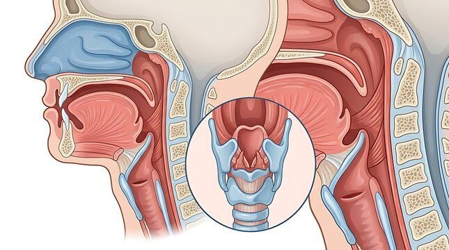 Human head and throat anatomy medical diagram