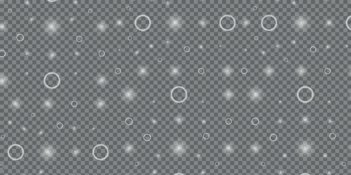 White sparkle light effect bokeh overlay isolated on transparent background