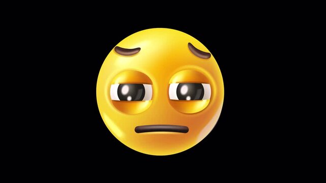 3D animated tired emoji face with sleepy eyes and exhausted expression, seamless loop with alpha channel