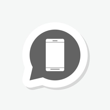 Mobile phone sms chat text message speech sign icon sticker isolated on gray background