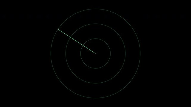 Green radar sonar sweep rings with rotating scanning lines isolated on alpha channel