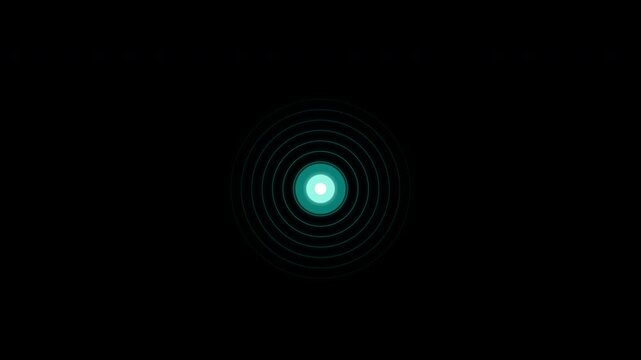 Harmonic resonant floating spheres with glowing teal concentric circles on alpha channel background