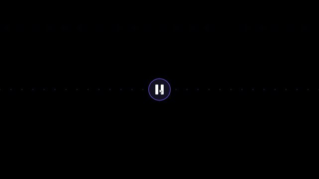 Isolated audio waveform pause button animation on transparent background for media player