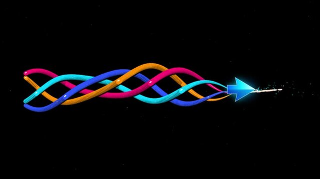 Futuristic Glowing Ribbons Arrow Loop Motion Graphic Background 4k video
