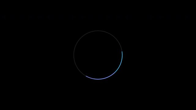 Minimalist blue circular loading progress indicators with alpha channel on transparent background
