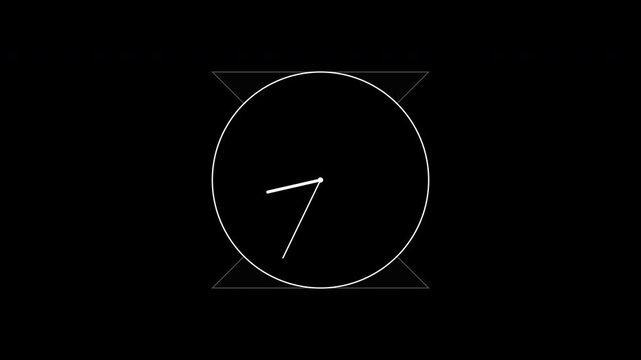 Minimalist hourglass hybrid clock icons with moving hands isolated on a transparent background