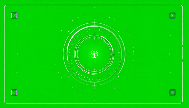 Futuristic Green Screen HUD Display with Circular Interface and Targeting Reticle for Sci-Fi and Technology Visuals