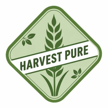 Green Harvest Pure badge with wheat stalk icon for organic food and natural product labels