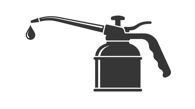 Manual pump oiler tool illustration featuring dark gray silhouette design for mechanical maintenance and industrial repair