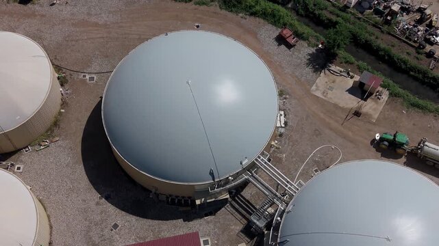 Sustainable Italian Farm with Livestock, Greenhouses and Renewable Biomethane Energy Aerial View