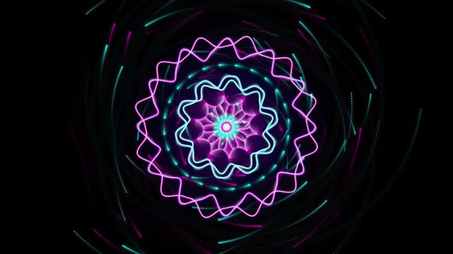 Neon Sacred Geometry Mandala Loop Pink Holographic VJ Background 4k video