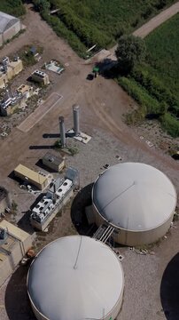 Modern Sustainable Agriculture and Biomethane Production on an Italian Farm Aerial View