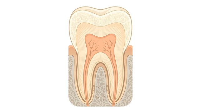 Human Tooth Cross Section Enamel Texture &mdash; Ivory Cream Dental Detailed Flat Vector
