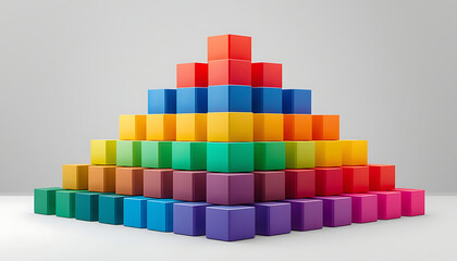 Naklejka premium Colorful geometric blocks forming pyramid shape.