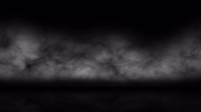 Dense drifting gray fog and smoke forming a dark atmospheric background with alpha channel and seamless loop, ideal for horror, mystery, weather and cinematic effects