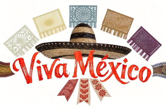 Mexican Independence Day Viva Mexico design with sombrero papel picado banners colorful decorations festive cultural pride patriotic heritage vibrant commercial artwork  generated ai
