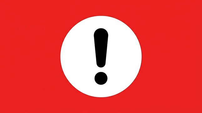 Red warning sign with white circle and black exclamation mark for attention and alert message.