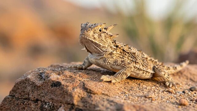 horned lizard close up at morning light in sonora desert arizona usa video