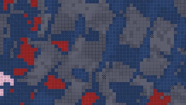Pixelated camouflage pattern background, blue and grey digital mosaic texture, abstract military grid aesthetic for gaming and tech