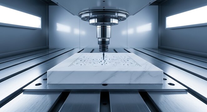 Precise Cnc Milling of Marble Block in Modern Workshop