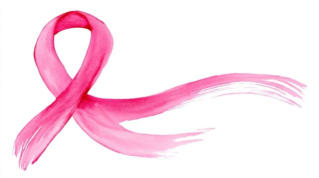 Elegant pink ribbon gracefully flowing, symbolizing women's health and awareness, a concept for breast cancer support and hope