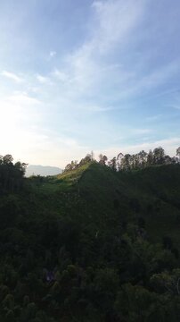 Aerial View of Mountain Landscape at Sunrise