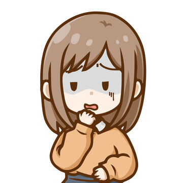 ドン引きする若い女性のイラスト｜困惑・嫌悪感を表すデフォルメ人物素材