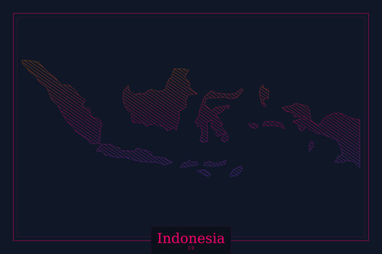 Indonesia map vector with purple gradient, dark minimalist Indonesian archipelago silhouette, modern geographic outline for infographics