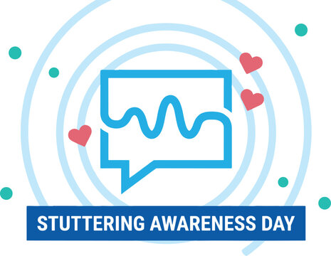 Stuttering Awareness Day Icon with Sound Wave and Heart Graphics